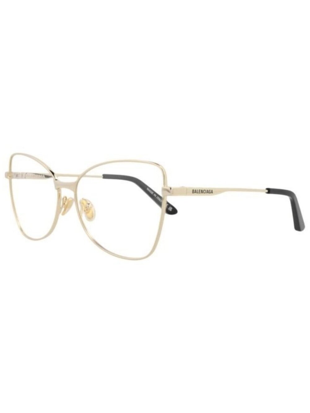 New Balenciaga Womens Cat Eye Gold Gold Transparent Fashion Designer Eyeglasses